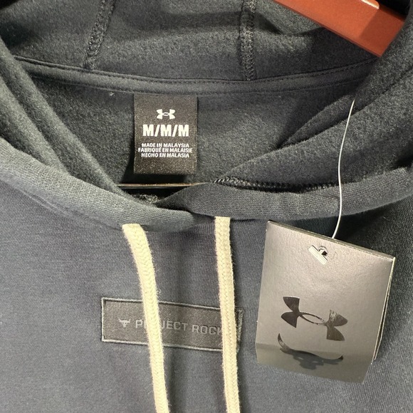 Under Armour Project Rock Hoodie Men's Medium Black Sweatshirt NWT Training‎ - Picture 4 of 6